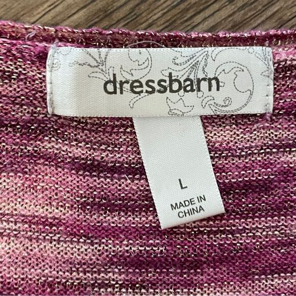 Dressbarn 1/2 Sleeve Heathered Sweater Pink White Purple Metallic Threading L - Picture 7 of 10